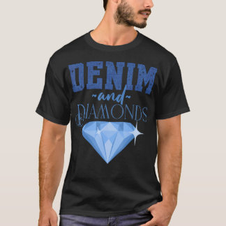 T-shirt Denim Tissu Diamants Stylish Jeans Lover