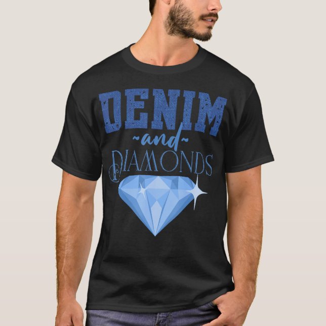 T-shirt Denim Tissu Diamants Stylish Jeans Lover (Devant)