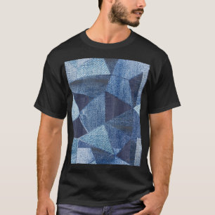 T-shirt Denim Urban : Patchwork à rayures détendues.