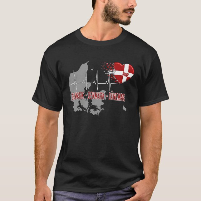 T-shirt Denmark Danmark Hygge Heartbeat ECG (Devant)