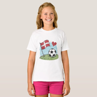 T-shirt Denmark flag and crayon-style soccer ball