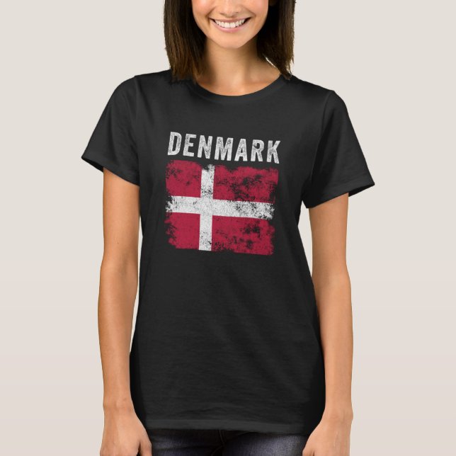 T-shirt Denmark Flag Distressed Men Women Kids Danish Flag (Devant)
