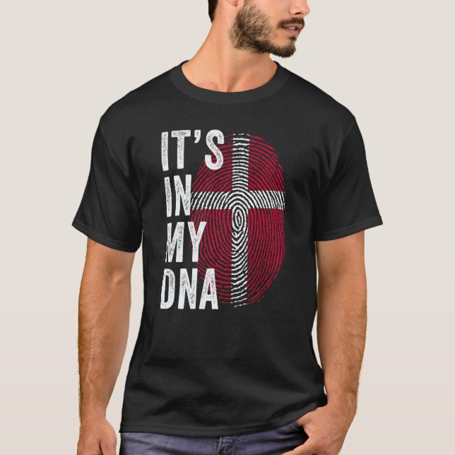 T-shirt Denmark It's In My DNA Cute Danish Fingerprint Fla (Devant)
