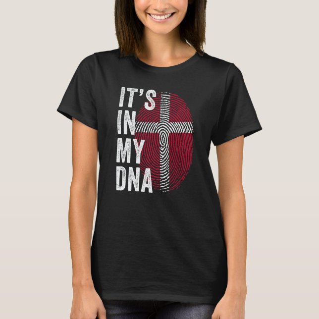 T-shirt Denmark It's In My DNA Cute Danish Fingerprint Fla (Devant)