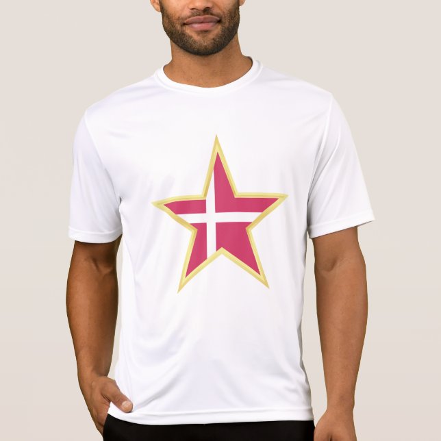 T-shirt Denmark National Flag Star Shape (Devant)
