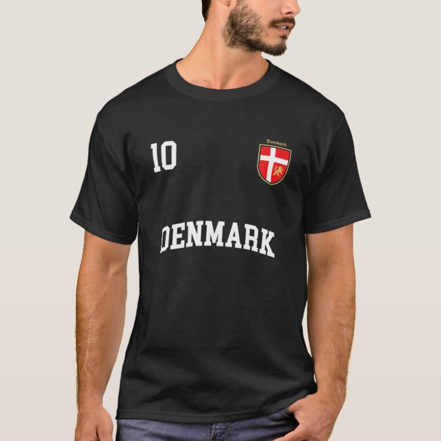 T-shirt Denmark Team Sports Number 10 Soccer Danish Flag (Devant)