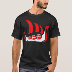 T-shirt Denmark Viking Ship Danish Flag Dragon Boat 