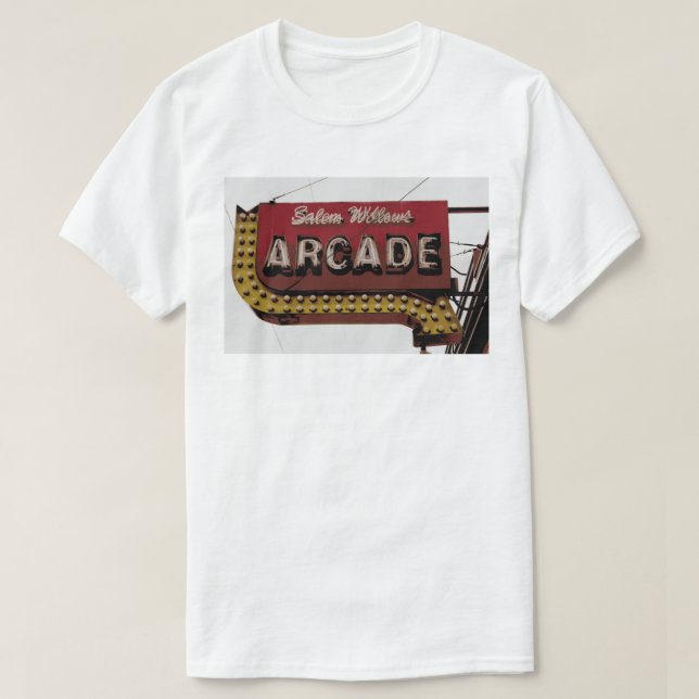 T-shirt d'enseigne au néon d'arcade de saules de (Design devant)