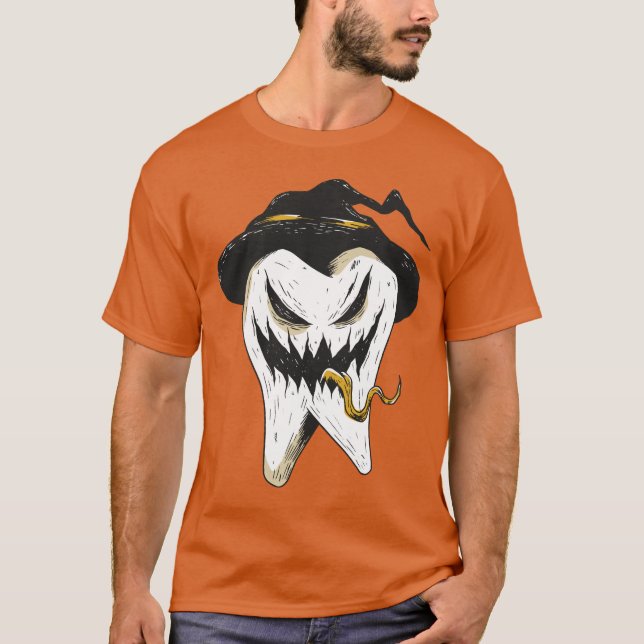 T-shirt Dent Ghoulish effrayante en sorcière Casquette Hal (Devant)