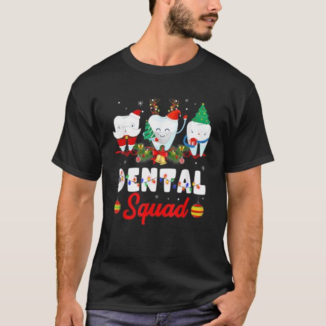 T-shirt Dental Squad Cute Tooth Christmas Dentist Merry X  (Devant)