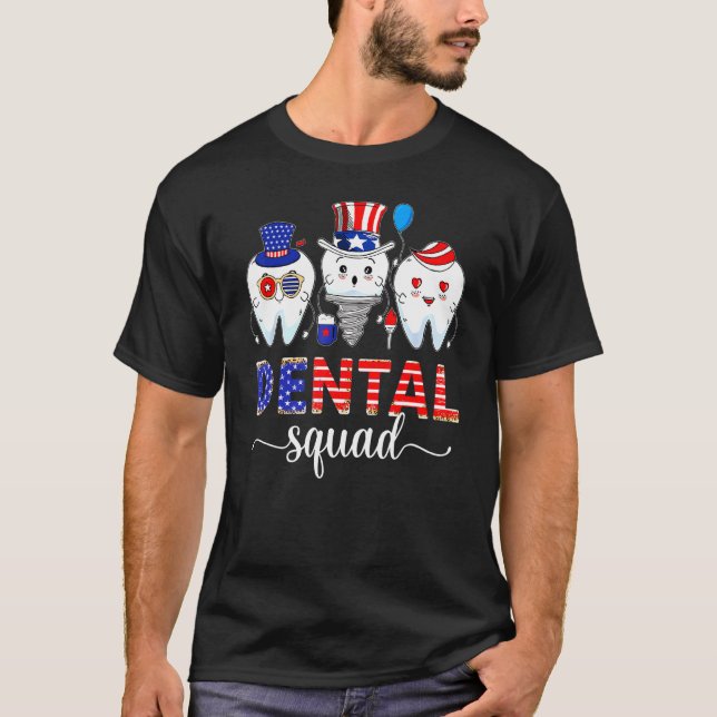 T-shirt Dental Squad Docteur 4 juillet American Fla (Devant)