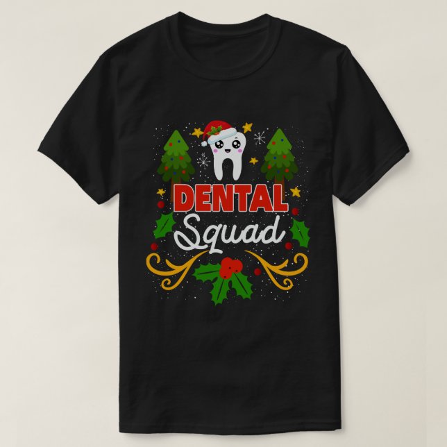 T-shirt Dental Squad Père Noël Dentelle Assistant dentaire (Design devant)
