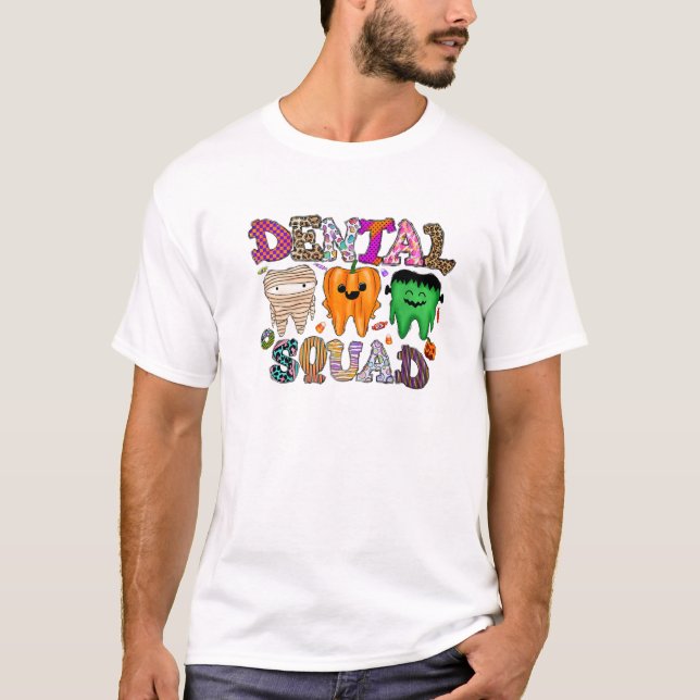T-shirt Dental Squad Tooth Leopard Halloween Dentist Spook (Devant)