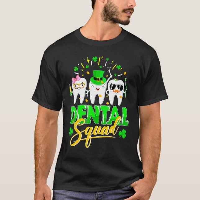 T-shirt Dental Squad Tooth Leprechaun Casquette Funny St P (Devant)