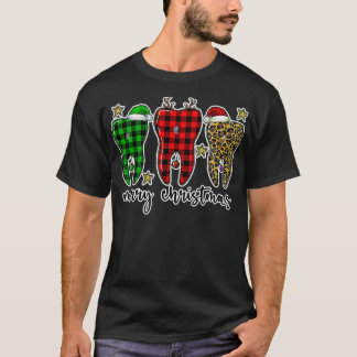 T-shirt Dental Xmas Leopard Green Plaid Toths 2