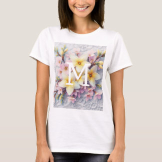T-shirt Dentelle monogramme fleurs roses et jaunes de prin