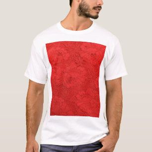 T-shirt Dentelle rouge élégante, texture transparente