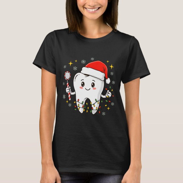 T-shirt Dentist Christmas Teeth Xmas Lights Funny Dental S (Devant)