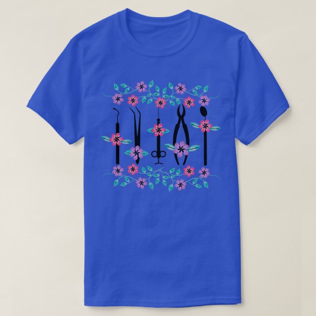 T-shirt Dentist Flowers Cadeau 4 (Design devant)