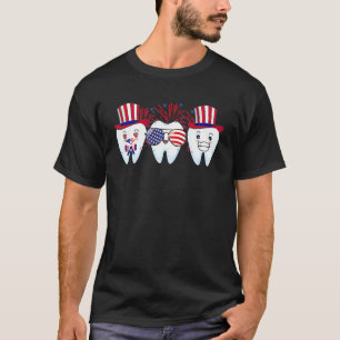 T-shirt Dentiste 4 juillet Dentaire Us Drapeau Patriotique