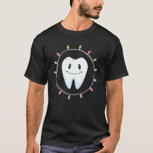 T-shirt Dentiste de Noël Dental Tooth dans les lumières de
