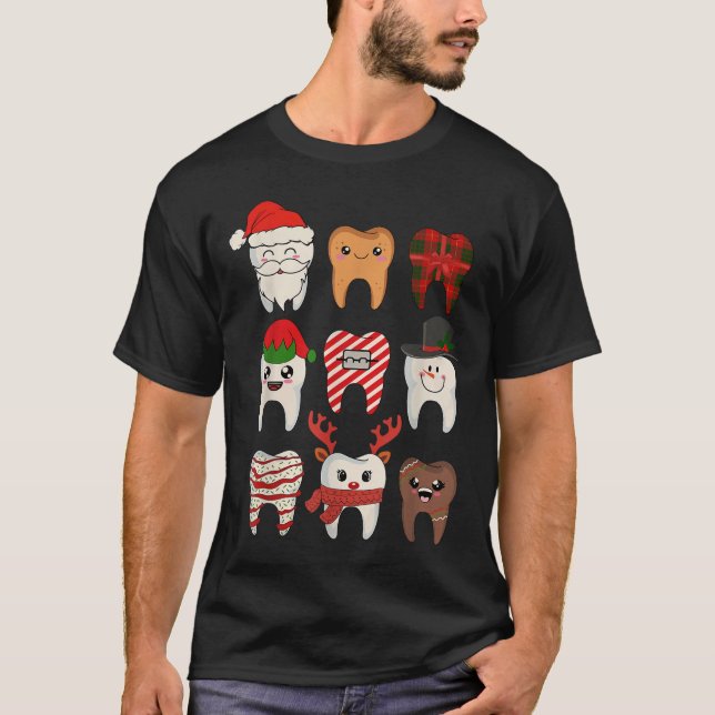 T-shirt Dentiste de Noël Dentiste Xmas Reindeer Père Noël  (Devant)