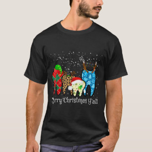 T-shirt Dentiste Dents Chapeau de Père Noël Imprimé Léopar