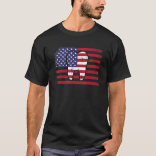 T-shirt Dentiste Distesse Drapeau Américain 4 juillet Dent
