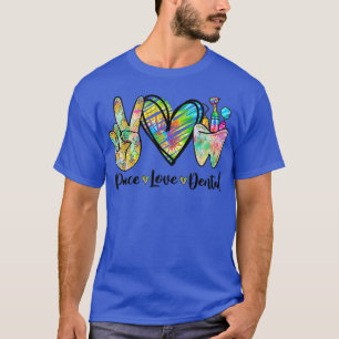 T-shirt Dentiste Doux Cœur Dent Love Peace Tie Dye