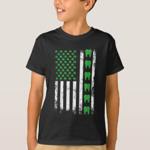 T-shirt Dentiste irlandais Drapeau américain dentiste dent