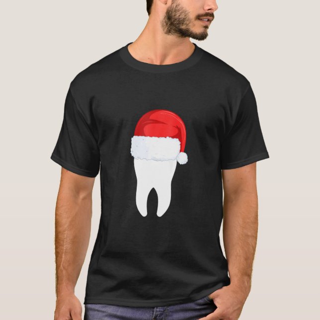T-shirt Dentiste Noël Drôle Dentaire Dentaire Dent Avec Pè (Devant)
