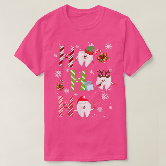 T-shirt Dentiste Noël Ho Ho Ho Ho Teeth Dental Squad Merr (Design devant)