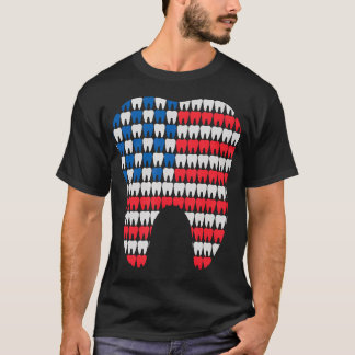 T-shirt Dentiste Patriotique Drapeau Américain Dent 4 Juil