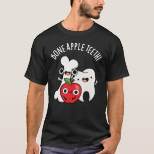 T-shirt Dents de pomme osseuse drôle Bona Appétit Pun fond