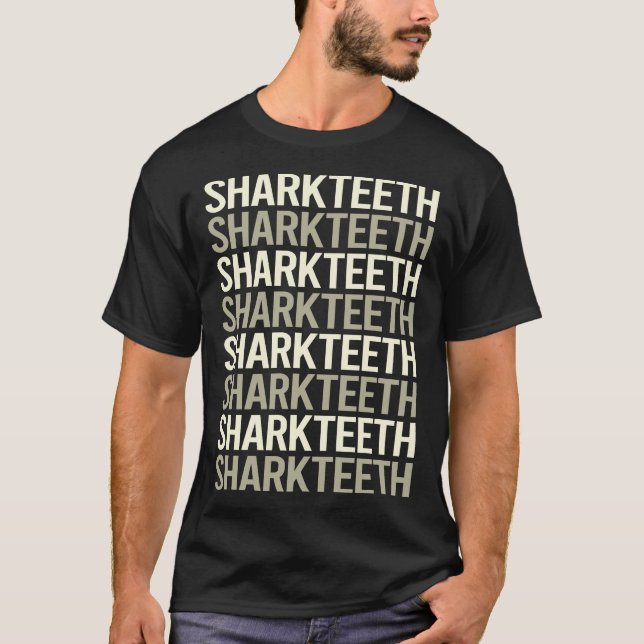 T-shirt Dents de requin en texte blanc (Devant)