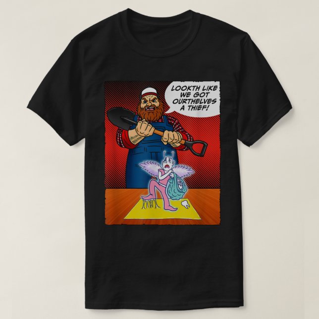 T-shirt Dents Fairy attrapé Rouge Handny Cartoon Comic (Design devant)