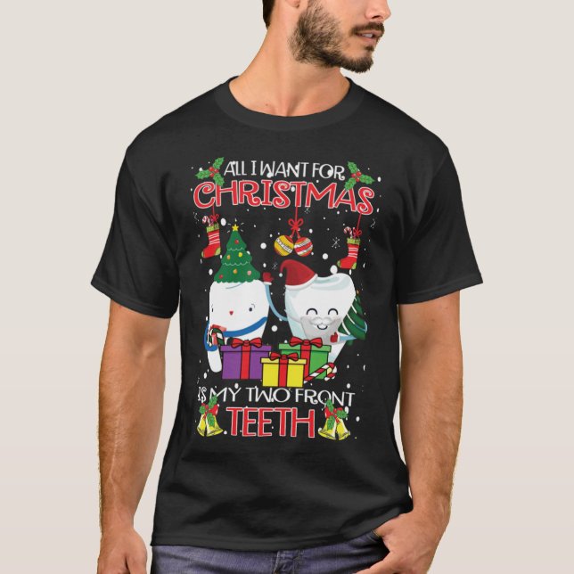 T-shirt Dents Santa Hat Vilain Chandail de Noël Asis denta (Devant)