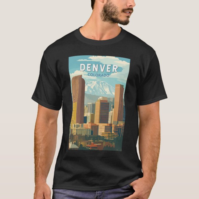 T-shirt Denver Colorado Travel Art Vintage (Devant)