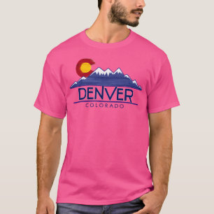 T-shirt Denver Colorado Wood Mountains Baseball Sleeve