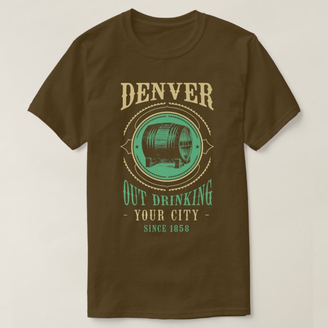 T-shirt Denver Outdrink Depuis 1858 Bière Artisanale Color (Design devant)