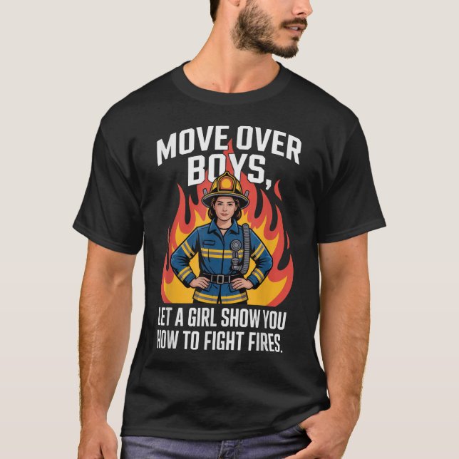 T-shirt Déplacer les garçons Pompier Femmes autonomisation (Devant)