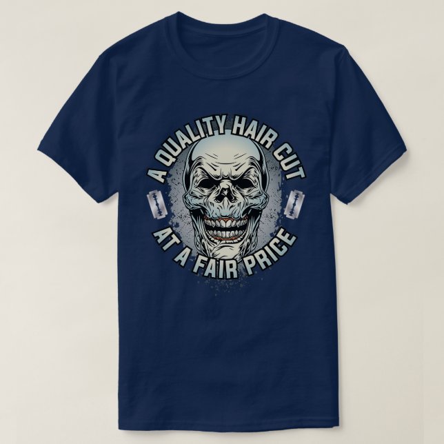 T-shirt Déplaisant crâne Barbier ampli coiffeur (Design devant)