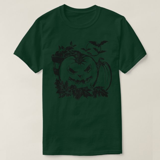 T-shirt Déplaisant Evil Jack-o'-lantern Citrouille Patch B (Design devant)