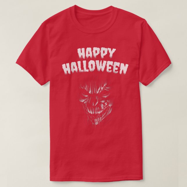 T-shirt Déplaisant Happy Halloween Squelette (Design devant)