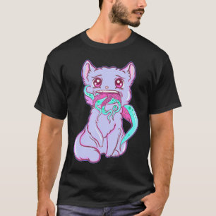 T-shirt Déplaisant Kawaii Anime Chat Horreur Pastel Goth