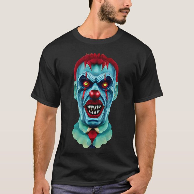 T-shirt Déplaisant Killer Clown Zombie Horror Art (Devant)