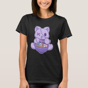 T-shirt Déplaisant Pastel Goth Chat Manger Halloween Ramen
