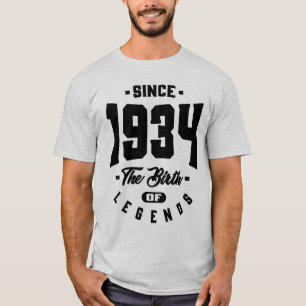 T-shirt Depuis 1934 La Naissance Des Légendes Cadeaux Anni