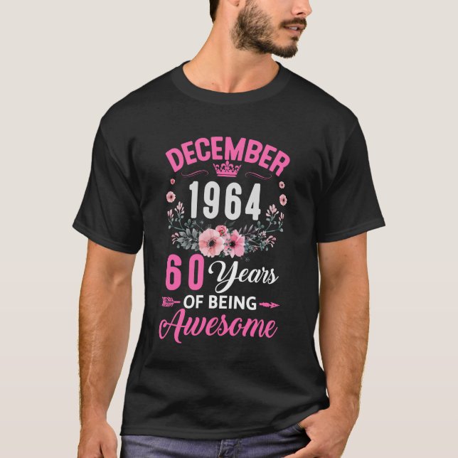 T-shirt Depuis 1964 60 Ans 60 Décembre Anniversaire Wom (Devant)
