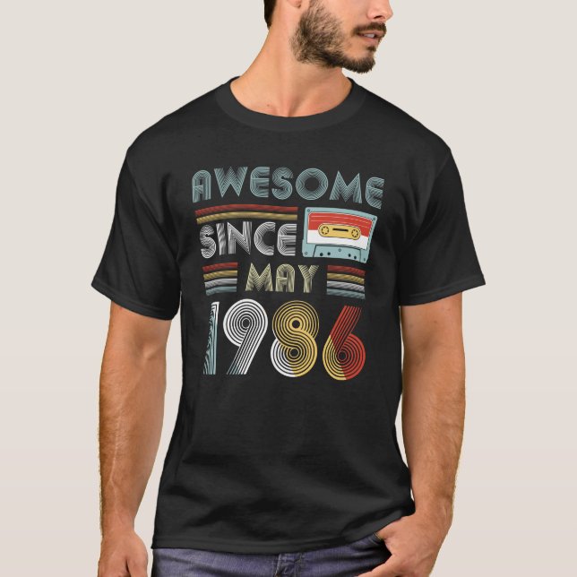 T-shirt Depuis mai 1986 cru impressionnant d'anniversaire (Devant)